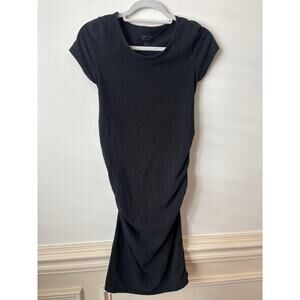 Isabel Maternity Black Short Sleeve Midi T-Shirt Dress XS